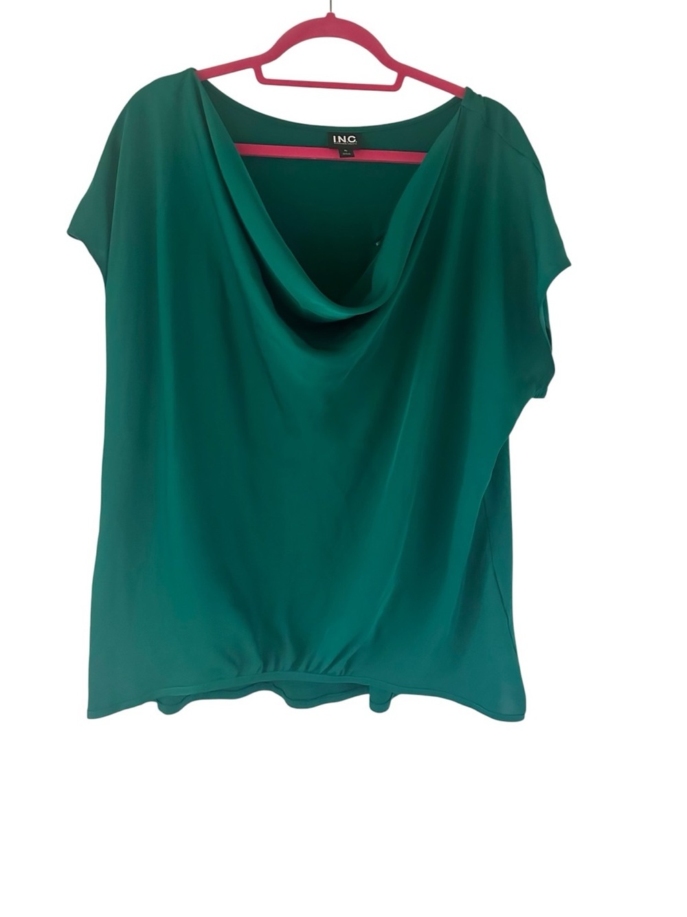 INC International Concepts Women’s Teal Green Cowl Neck Blouse